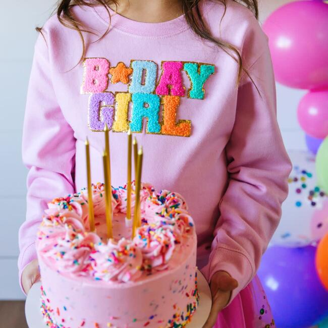 Birthday Girl Patch Sweatshirt, Pink - Sweatshirts - 2