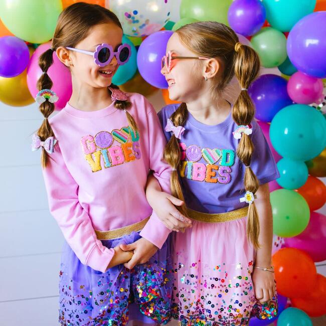 Good Vibes Patch Sweatshirt, Pink - Sweatshirts - 4
