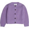 Becca Fisherman Rib Knit Cropped Cardigan, Lilac - Cardigans - 1 - thumbnail