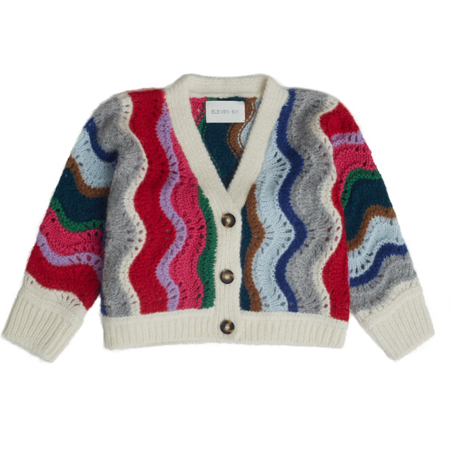 Taylor Vertical Chevron Knit Cropped Cardigan, Multicolors