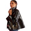 Women's Vegan Leather Cropped Studded Jacket, Black - Jackets - 1 - thumbnail