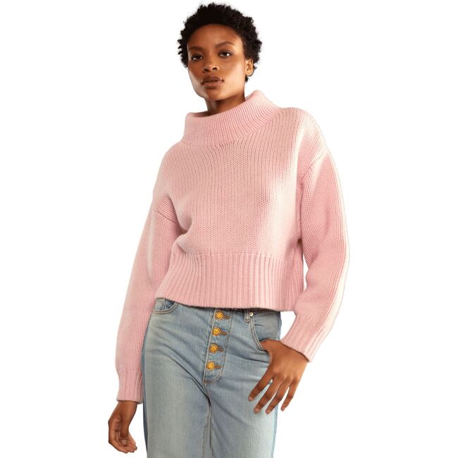 Women's Wool Turtleneck Sweater, Pink