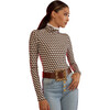Women's Geometric Turle Neck Blouse, Taupe & Multicolors - Button Downs - 1 - thumbnail