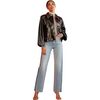 Women's Vegan Leather Cropped Studded Jacket, Black - Jackets - 3