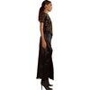 Women's Satin Frayed Long Skirt, Black - Skirts - 3
