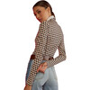 Women's Geometric Turle Neck Blouse, Taupe & Multicolors - Button Downs - 3