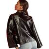 Women's Vegan Leather Cropped Studded Jacket, Black - Jackets - 4