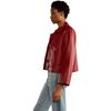 Women's Vegan Leather Cropped Jacket, Red - Coats - 4