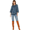 Women's Fitzgerald Voluminous Sleeve 2-Side Blouse, Siya Aegean - Blouses - 1 - thumbnail