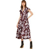 Women's Harlow Double Ruffle Sleeve Midi Dress, Maira Bordeaux - Dresses - 1 - thumbnail