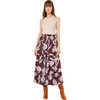 Women's Nina Print 5-Tier Midi Skirt, Maira Bordeaux - Skirts - 1 - thumbnail