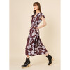 Women's Harlow Double Ruffle Sleeve Midi Dress, Maira Bordeaux - Dresses - 2