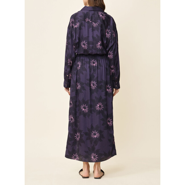 Women's Simone Long Sleeve Slit Maxi Shirt Dress, Mara Midnight - Dresses - 2