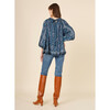 Women's Fitzgerald Voluminous Sleeve 2-Side Blouse, Siya Aegean - Blouses - 3