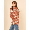 Women's Elisabetta Floral Print Oversized Shirt, Cemille Fig - Blouses - 3
