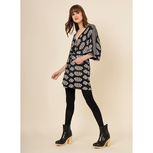 Women's Margot V-Neck Kimono Mini Dress, Adia Obsidian - Dresses - 3