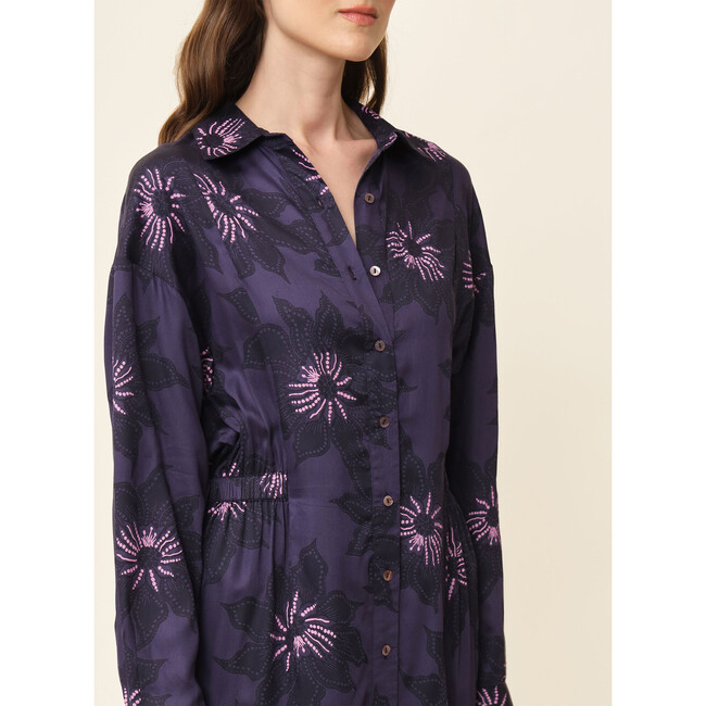 Women's Simone Long Sleeve Slit Maxi Shirt Dress, Mara Midnight - Dresses - 3