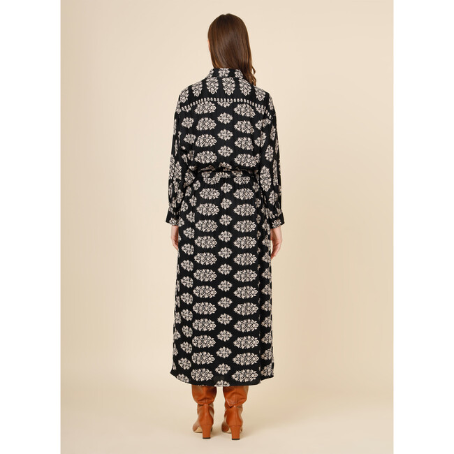 Women's Simone Long Sleeve Slit Maxi Shirt Dress, Adia Obsidian - Dresses - 3