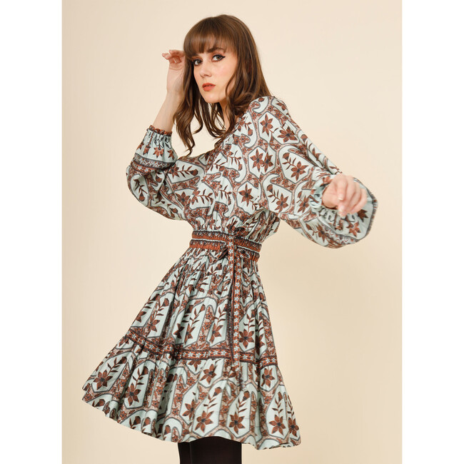 Women's Irma Vintage Bohemian Peasant Mini Dress, Remy Sage - Dresses - 4