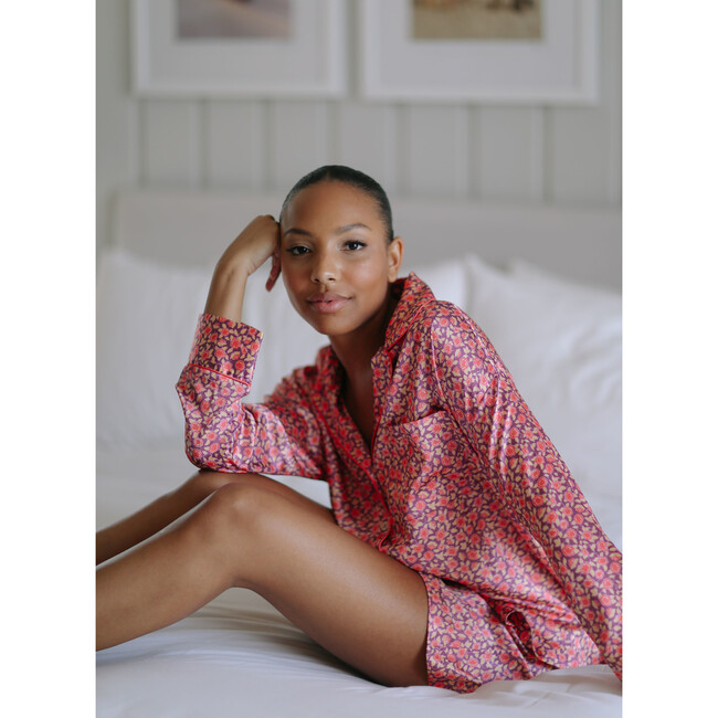 Women's Print Piped PJ Short Set, Felice Poppy - Pajamas - 5