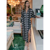 Women's Simone Long Sleeve Slit Maxi Shirt Dress, Adia Obsidian - Dresses - 5