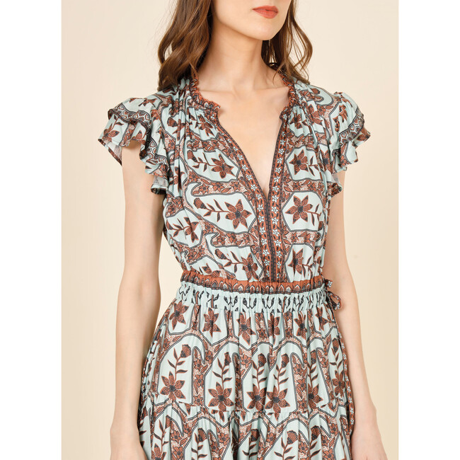 Women's Billie Double Ruffle Sleeve Midi Dress, Remy Sage - Dresses - 5