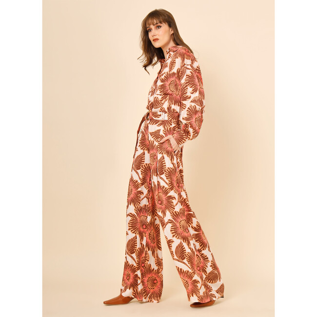 Women's Siinatra Floral Print Wide Leg Pant, Cemille Fig - Pants - 7