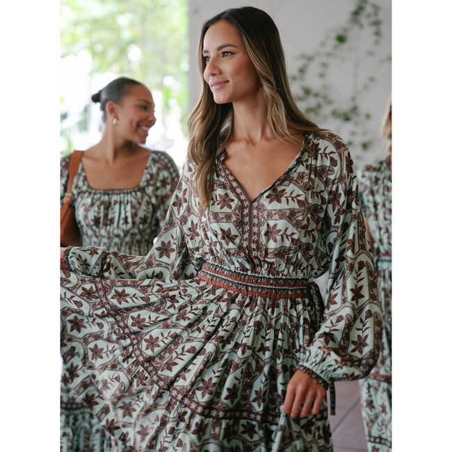 Women's Irma Vintage Bohemian Peasant Mini Dress, Remy Sage - Dresses - 7