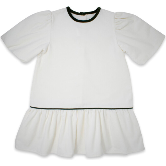 Harper Dress, White/Green Velvet