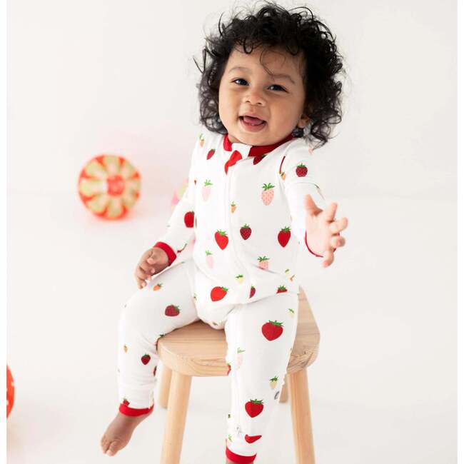 Zippered Romper, Strawberry - Rompers - 3