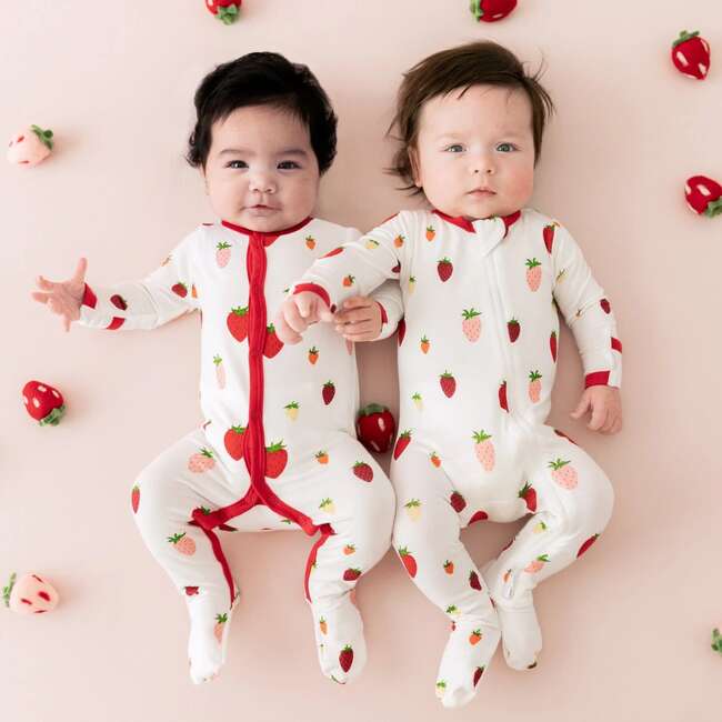Zippered Footie, Strawberry - Footie Pajamas - 3