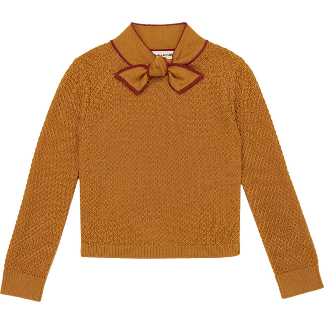 Knit Bow Scout Mock Neck Sweater, Spun Gold