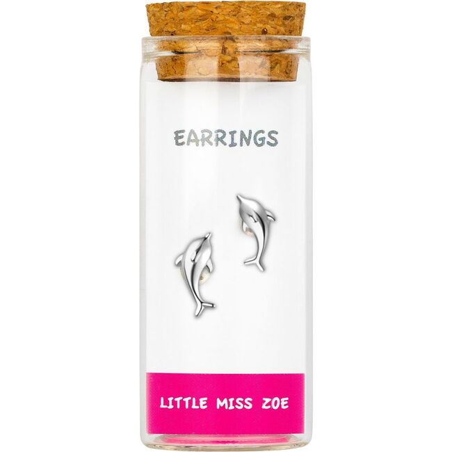 Sterling Silver Dolphin Stud Earrings In A Bottle