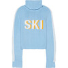 Women's Retro Ski Knit Cropped Turtleneck Sweater, Blue - Sweaters - 1 - thumbnail
