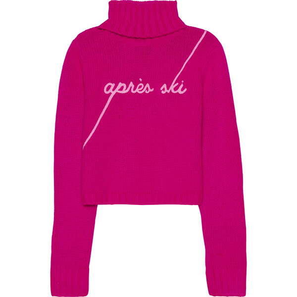 Women's Apres Ski Knit Cropped Turtleneck Sweater, Hot Pink - Ellsworth ...