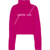 Women's Apres Ski Knit Cropped Turtleneck Sweater, Hot Pink - Sweaters - 1 - thumbnail