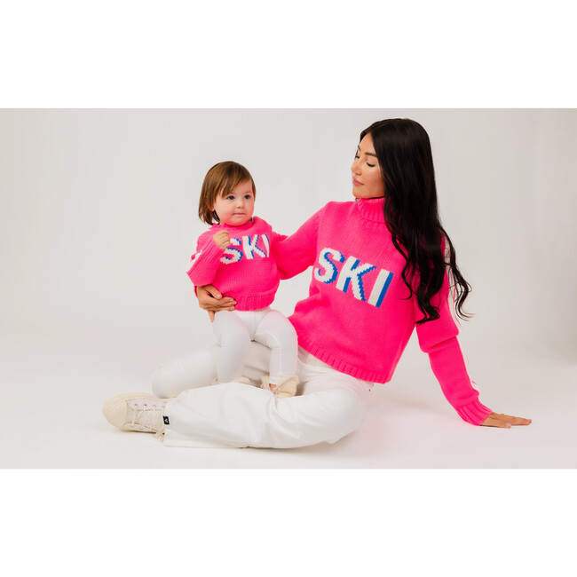 Ski Knit Crew Neck Sweater, Pink Lady - Sweaters - 2
