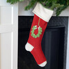 Wreath Stocking, Red/Ecru - Stockings - 2