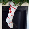 Thin Striped Rib-Cuff Stocking, Grey - Stockings - 2