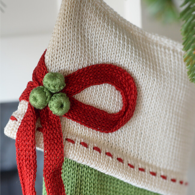 Green Stripe Stocking With Bow - Stockings - 3
