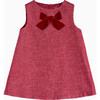 Little Georgina Bow Dress, Red Herringbone - Dresses - 1 - thumbnail