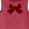 Little Georgina Bow Dress, Red Herringbone - Dresses - 2