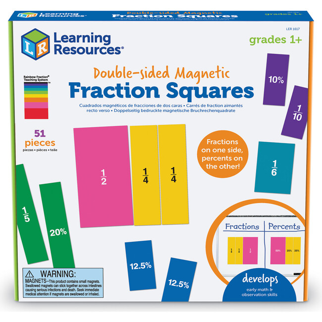 Double-Sided Magnetic Fraction Squares - STEM Toys - 4