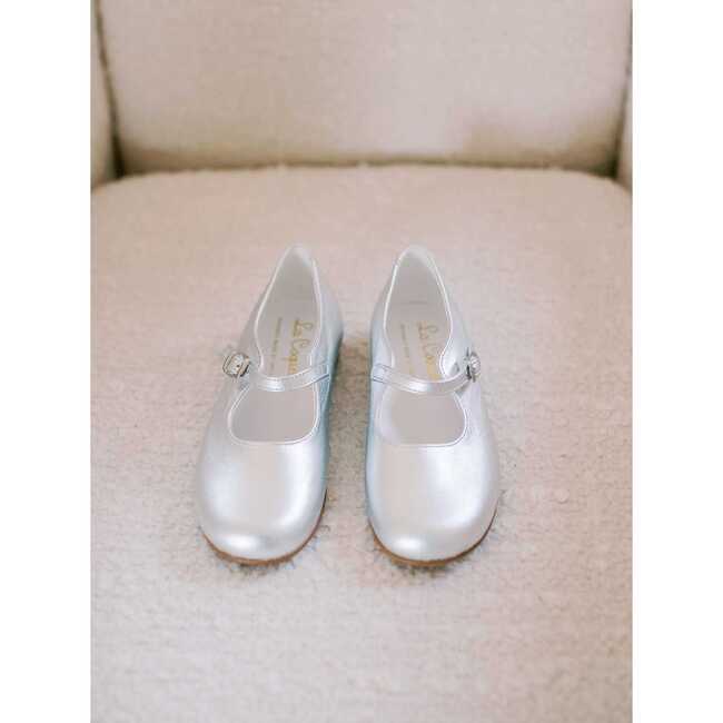 Leather Girl Mary Jane Shoes, Silver - Mary Janes - 2