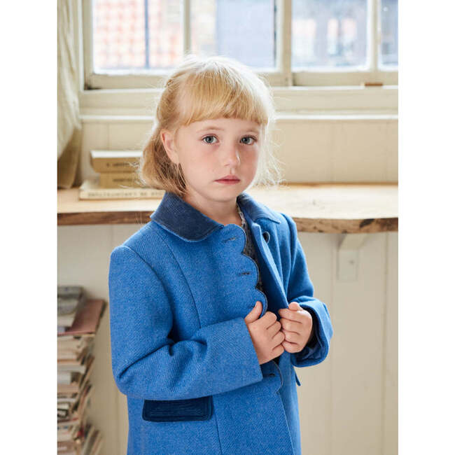 Anisa Girl Wool Coat, Blue - Coats - 3