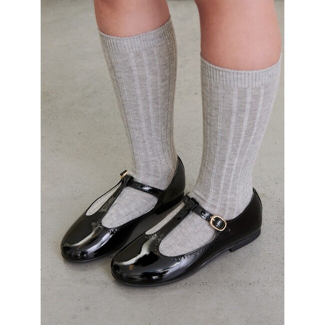 Girl T-Bar Shoes, Patent Black - T-Straps - 2