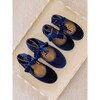 Velvet Girl Bow Ballerina Shoes, Navy - Flats - 2