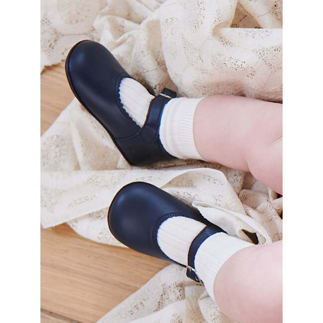 Leather Baby Mary Jane Shoes, Navy - Mary Janes - 2