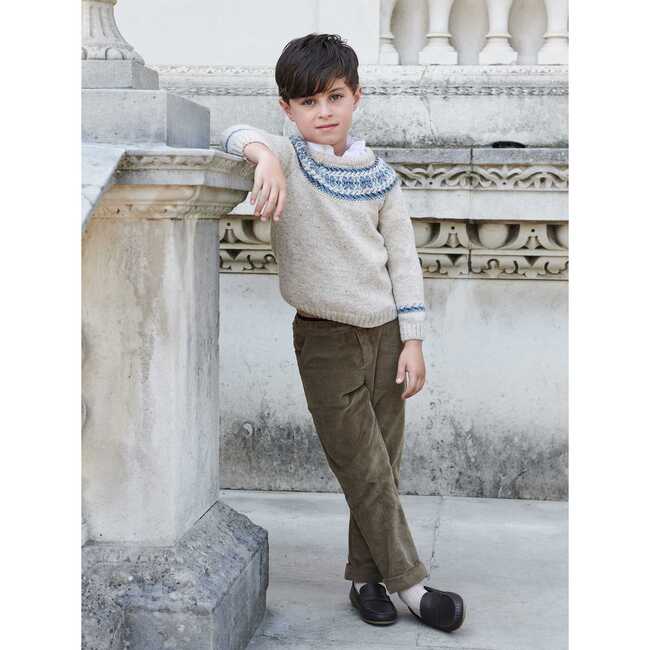 Fair Isle Merino Kids Jumper, Beige - Sweatshirts - 2