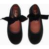 Velvet Girl Bow Ballerina Shoes, Black - Flats - 4